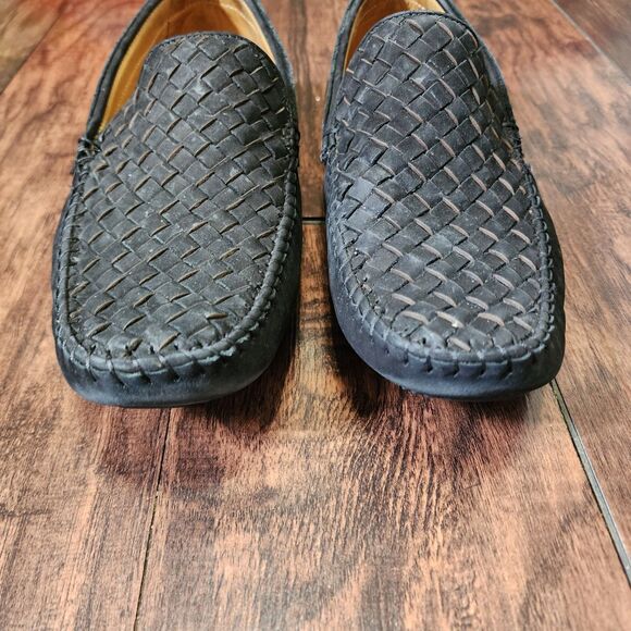 Massimo Matteo Slip On Loafers Mens 8.5 Black Woven Driver Suede Moccasin main image 8
